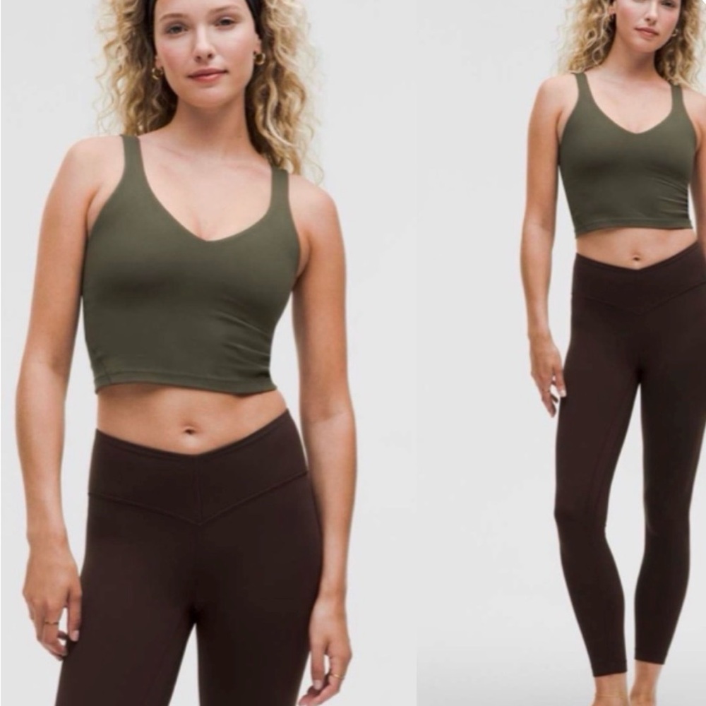 Lululemon Olive Green Cropped V-Neck Sports Bra